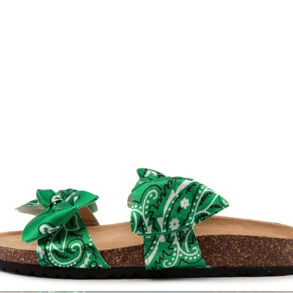 Green Bandana Bow Slides - Picture 4 of 4